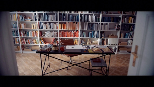Video Reference N0: Bookcase, Shelving, Shelf, Furniture, Library, Room, Table, Building, Interior design, Desk