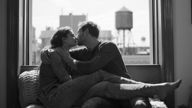 Video Reference N0: Photograph, Romance, Black-and-white, Monochrome, Sitting, Interaction, Snapshot, Photography, Love, Monochrome photography, Person, Window, Indoor, Looking, Woman, Man, Black, Young, Using, Living, Holding, White, Bench, Girl, Laptop, Computer, Phone, Room, Bus, Kiss, Black and white