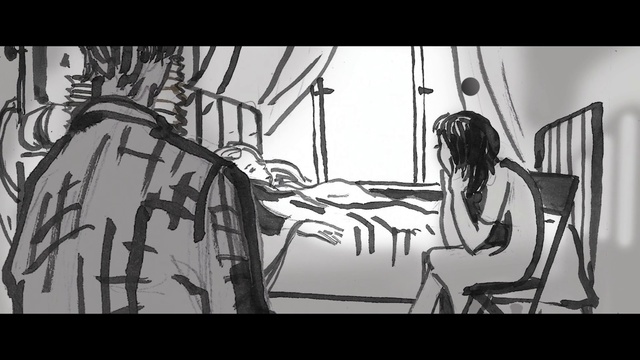 Video Reference N1: Cartoon, Monochrome, Black-and-white, Illustration, Drawing, Sitting, Art, Anime, Visual arts, Photography