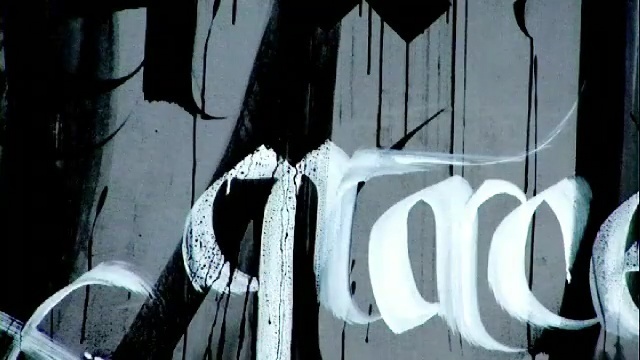 Video Reference N3: automotive tire, font, art, tire, street art, black and white, graphics, graffiti, Person