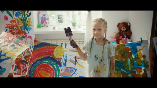 Video Reference N0: art, painting, fun, modern art, design, girl, material, paint, visual arts, Person