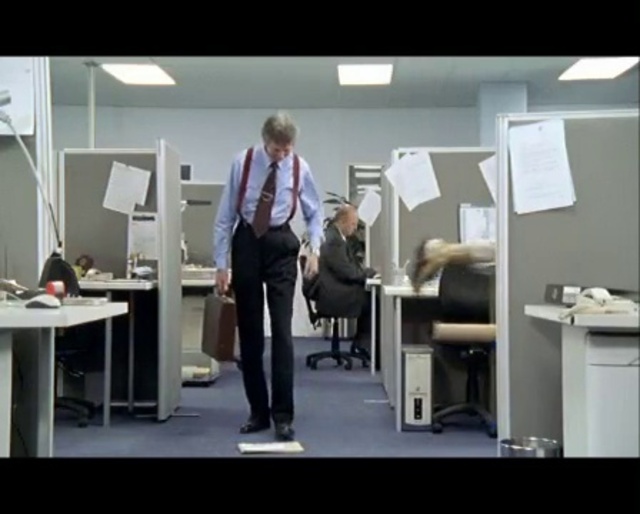 Video Reference N9: Standing, Job, Office, Furniture, Room, Photocopier, Desk, Table, Chair, Interior design