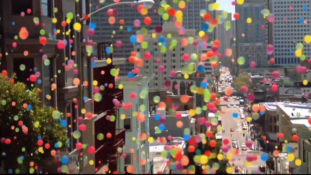 Video Reference N17: Party supply, Plastic, Confetti, Art, Pattern, Colorfulness, City, Crowd