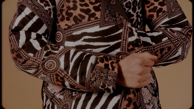 Video Reference N1: Brown, Close-up, Beige, Textile, Pattern, Outerwear, Neck, Pattern
