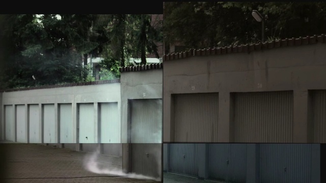 Video Reference N3: architecture, wall, residential area, facade, building, house, shed, tree