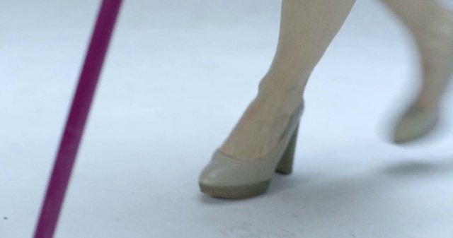 Video Reference N2: Footwear, High heels, Shoe, Leg, Sandal, Ankle, Beige, Human leg