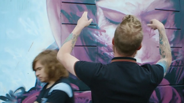 Video Reference N1: Pink, Purple, Wall, Arm, Mural, Fun, Hand, Event, Art, Gesture, Person