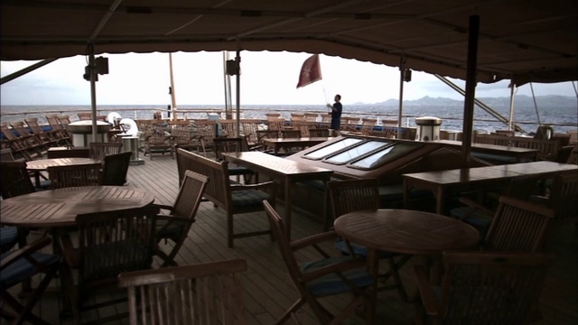 Video Reference N0: Restaurant, Table, Furniture, Shade, Deck, Building, Real estate, Deck, Vacation, Resort