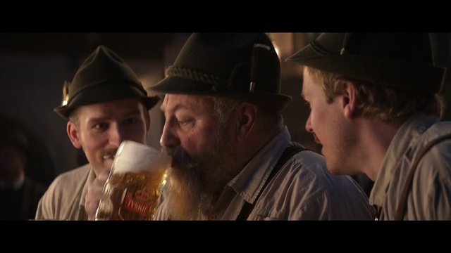Video Reference N5: Facial hair, Drink, Beard, Alcohol, Alcoholic beverage, Fun, Movie, Human, Beer, Event