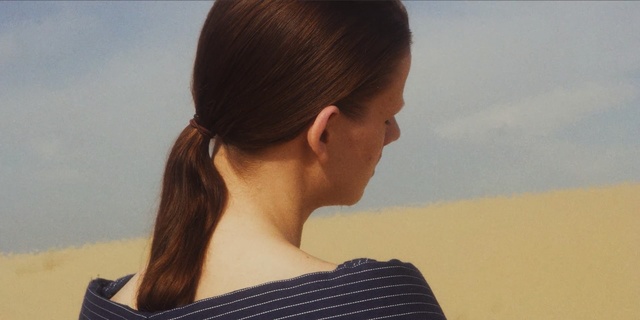 Video Reference N4: hair, hairstyle, shoulder, neck, forehead, girl, long hair, ponytail, vacation