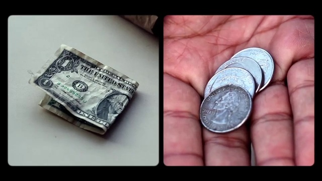 Video Reference N8: Cash, Money, Currency, Dollar, Saving, Money handling, Silver, Metal, Photography, Hand