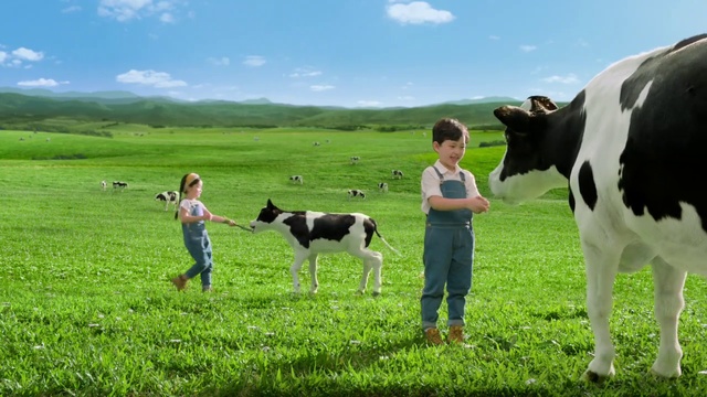 Video Reference N3: Dairy cow, Bovine, Mammal, Pasture, Grassland, Farm, Natural environment, Rural area, Field, Meadow
