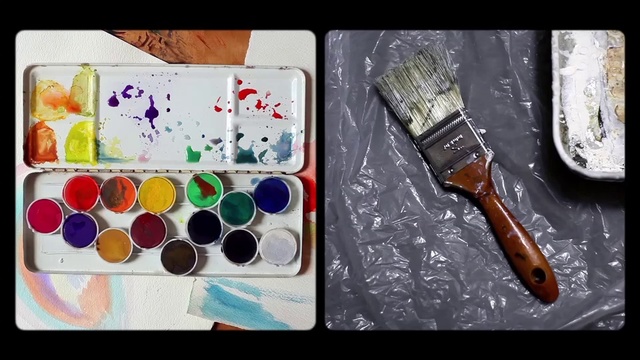 Video Reference N1: Watercolor paint, Painting, Palette, Visual arts, Paint, Art, Colorfulness, Acrylic paint, Still life, Artwork