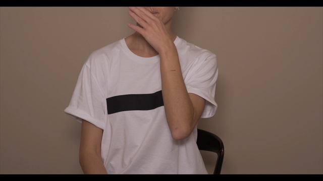 Video Reference N4: white, joint, shoulder, standing, neck, arm, t shirt, hand, muscle, finger