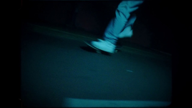 Video Reference N1: Black, Blue, Green, Darkness, Light, Footwear, Turquoise, Night, Skateboard, Atmosphere