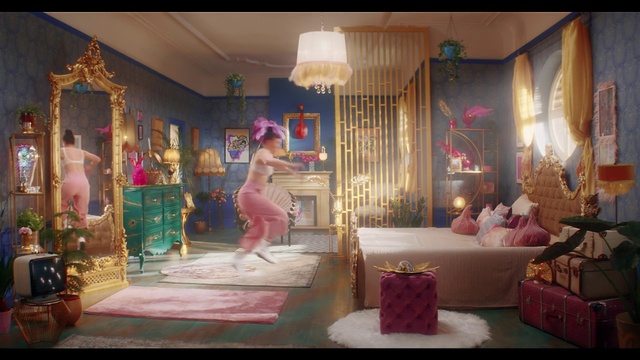 Video Reference N1: Pink, Room, Furniture, Interior design, Temple, Living room, Dress, Magenta, Building