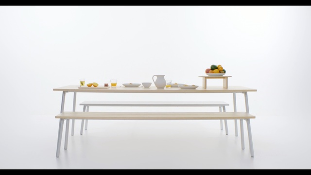 Video Reference N3: Furniture, White, Table, Yellow, Coffee table, Desk, Room, Chair, Shelf, Rectangle