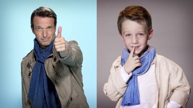 Video Reference N3: Scarf, Blue, Neck, Fashion, Outerwear, Human, Child model, Jaw, Photography, Tie