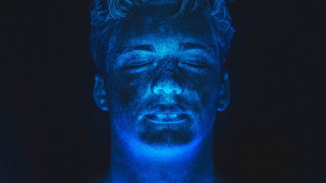 Video Reference N0: blue, head, darkness, human, organism, facial hair, art