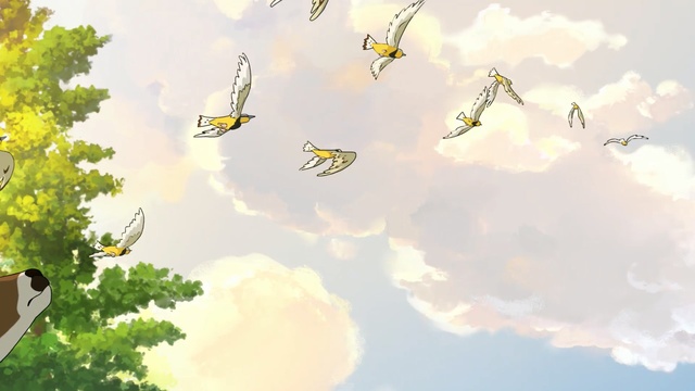 Video Reference N0: sky, cloud, yellow, leaf, daytime, tree, pollinator, computer wallpaper, branch, insect