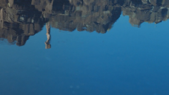 Video Reference N0: Blue, Water, Reflection, Formation, Azure, Sky, Lake, Sea, World, Coastal and oceanic landforms, Person