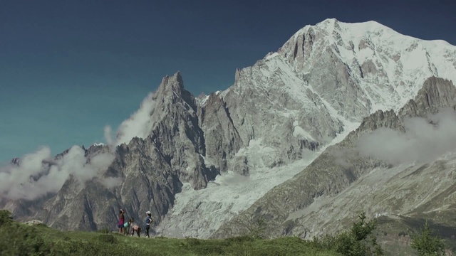 Video Reference N13: Mountainous landforms, Mountain, Mountain range, Arête, Ridge, Alps, Massif, Hill station, Wilderness, Summit, Person