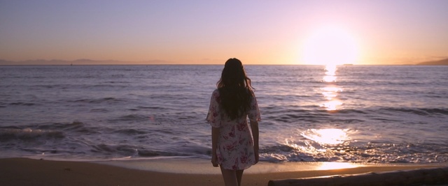 Video Reference N6: sea, ocean, sunrise, horizon, sunset, vacation, sky, shore, wave, beach, Person