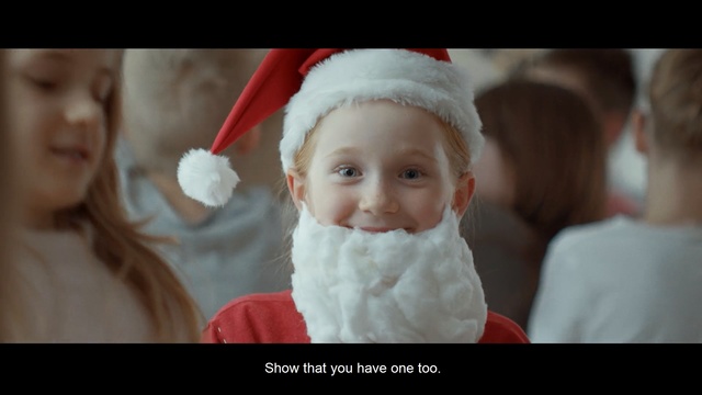 Video Reference N3: Child, Santa claus, Christmas, Fictional character, Toddler, Happy, Smile, Christmas eve, Tradition, Photo caption, Person