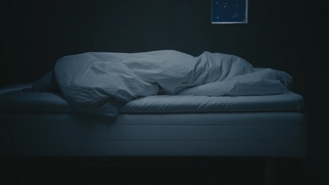 Video Reference N21: Black, Blue, Furniture, Bed, Room, Comfort, Bed sheet, Darkness, Sky, Textile