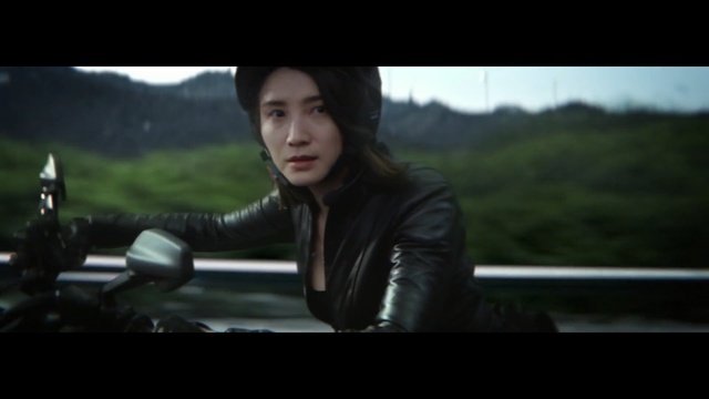 Video Reference N2: Lady, Leather, Photography, Black hair, Automotive design, Jacket, Movie, Flash photography, Screenshot, Sitting, Person