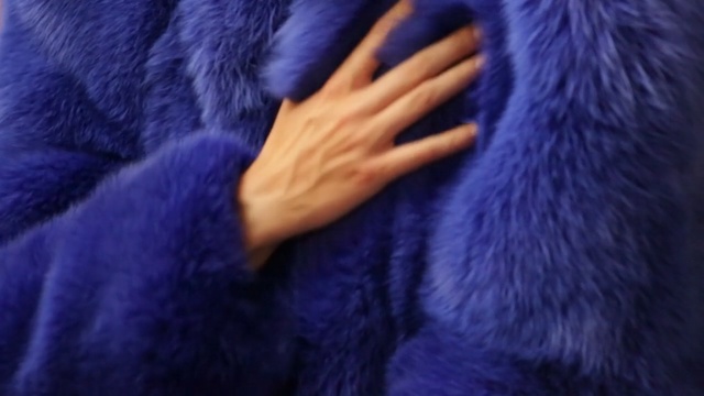 Video Reference N3: Fur, Blue, Purple, Violet, Fur clothing, Cobalt blue, Textile, Electric blue, Snout, Close-up