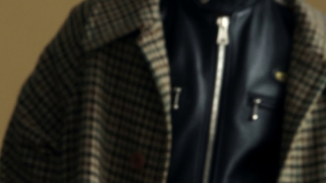 Video Reference N2: Black, Jacket, Leather, Clothing, Leather jacket, Zipper, Outerwear, Textile, Design, Pattern, Person