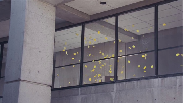 Video Reference N3: Yellow, Wall, Architecture, Glass, Material property, Facade, Window, Building, Metal, Reflection
