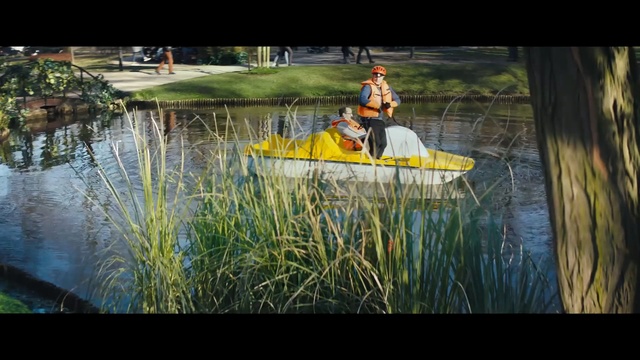 Video Reference N3: Nature, Water, Vehicle, Yellow, Watercraft, Recreation, Boating, Boat, Grass, Reflection