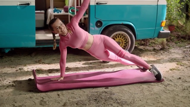 Video Reference N5: Pink, Physical fitness, Sportswear, Stretching, Leg, Arm, Active pants, yoga pant, Yoga, Exercise