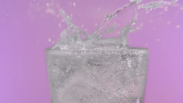 Video Reference N2: pink, water, purple, close up, macro photography, ice, ice cube, glitter, liquid