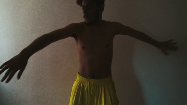 Video Reference N3: Shoulder, Standing, Joint, Arm, Yellow, Muscle, Human body, Fun, Shadow, Chest