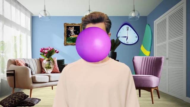 Video Reference N2: Hair, Purple, Pink, Shoulder, Violet, Room, Lavender, Hairstyle, Balloon, Yellow
