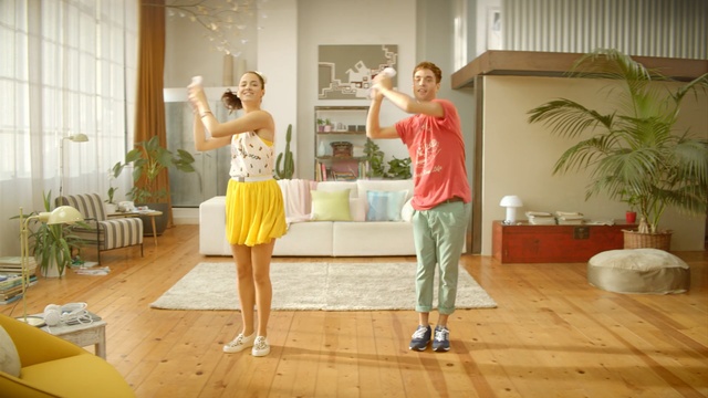 Video Reference N2: yellow, room, entertainment, shoulder, girl, dance, fun, flooring, performing arts, choreography, Person