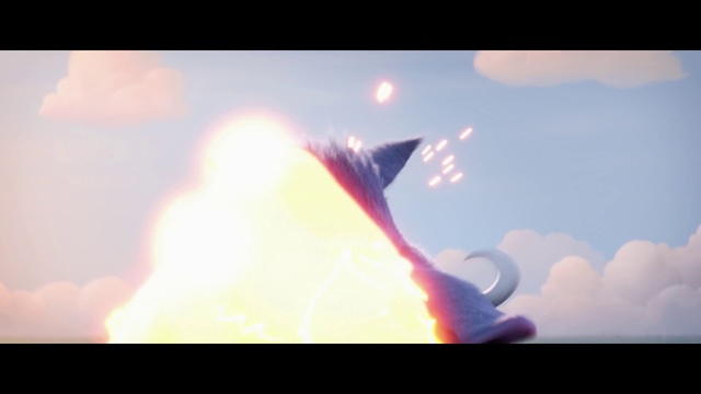 Video Reference N0: Sky, Atmosphere, Cloud, Geological phenomenon, Cumulus, Sunlight, Anime, Heat, Cg artwork, Fictional character, Monitor, Photo, Screen, Television, Clouds, Looking, Fire, Dark, Man, Light, Large, Table, Mountain, Cake, Airplane, Bird, Flying, Smoke, Blurry, Blue, White, Display, Riding, Plane, Rainbow, Nature, Screenshot, Image, Rocket