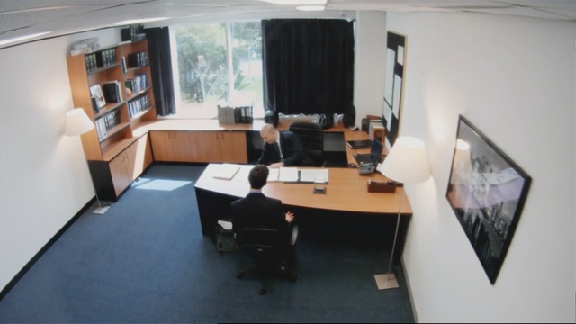 Video Reference N4: Room, Property, Furniture, Office, Building, Desk, Interior design, Architecture, Table, Floor