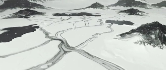 Video Reference N1: black and white, nunatak, geological phenomenon, glacial landform, sketch, mountain range, drawing, glacier, tree, monochrome