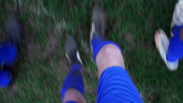 Video Reference N9: Blue, Cobalt blue, Green, Electric blue, Leg, Grass, Human leg, Leaf, Foot, Footwear, Person