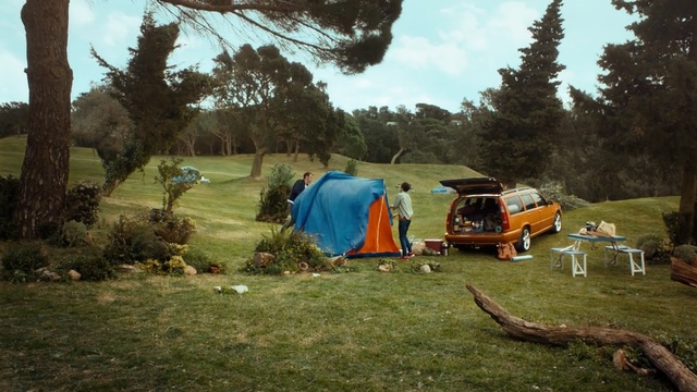 Video Reference N0: camping, plant, tree, tent, grass, rural area, landscape, recreation, lawn