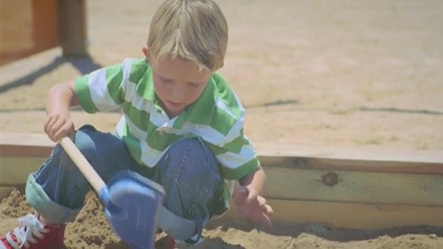 Video Reference N3: child, play, toddler, sitting, fun, soil, grass