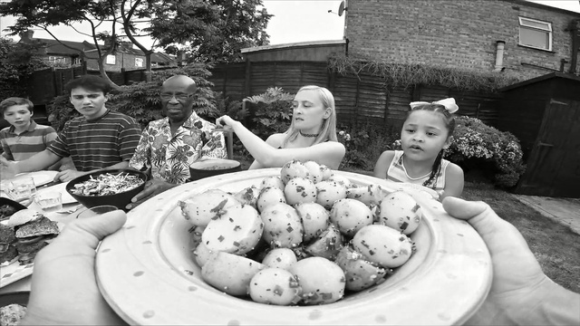 Video Reference N1: photograph, black and white, monochrome photography, photography, monochrome, food, child, recreation, style, fun, Person