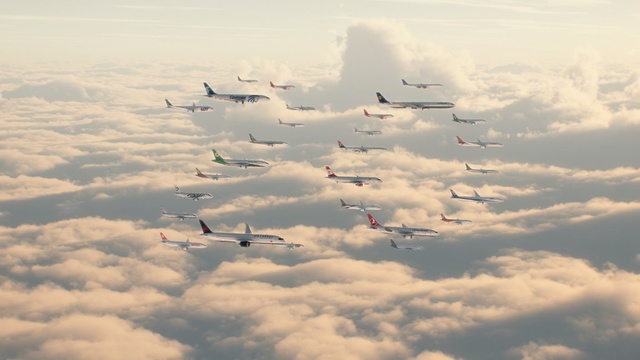 Video Reference N4: Sky, Airplane, Cloud, Aircraft, Air travel, Aviation, Vehicle, Aerospace engineering, Air show, Flight