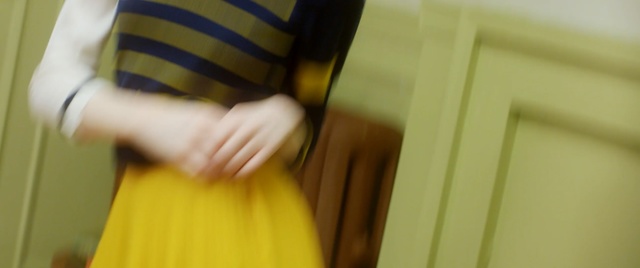Video Reference N2: clothing, dress, blue, white, yellow, green, black, day, girl, textile