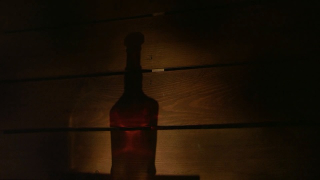 Video Reference N1: bottle, light, darkness, reflection, lighting, glass bottle, night, light fixture, heat, light bulb
