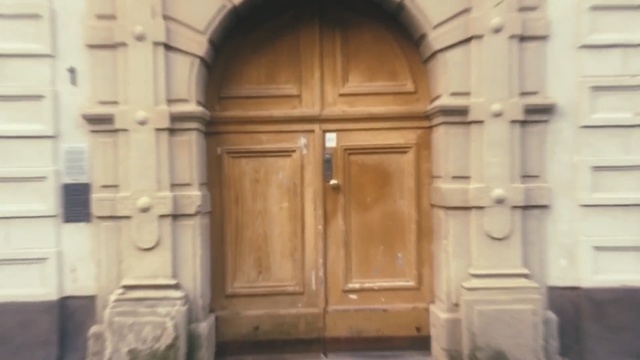 Video Reference N4: property, door, facade, arch, window, wood stain, Person